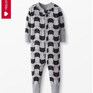 Hanna Andersson Gray and Black Cat Print Kids Pajamas Sz 2T